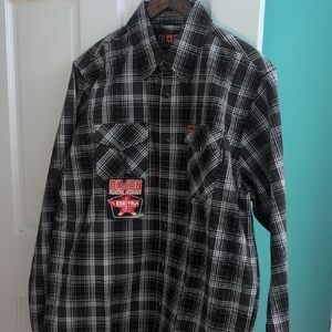 NWT DIXXON Men's Fire Resistant Flannel Black Plaid Shirt